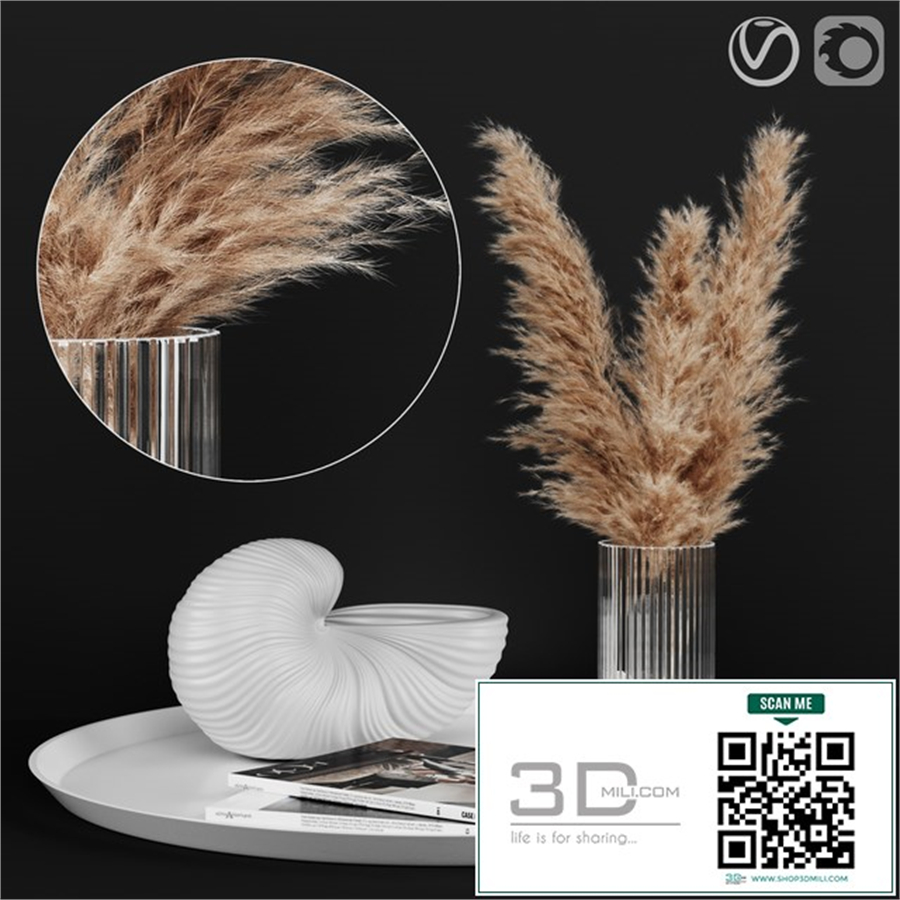 A decoratively artificial Pampas flower