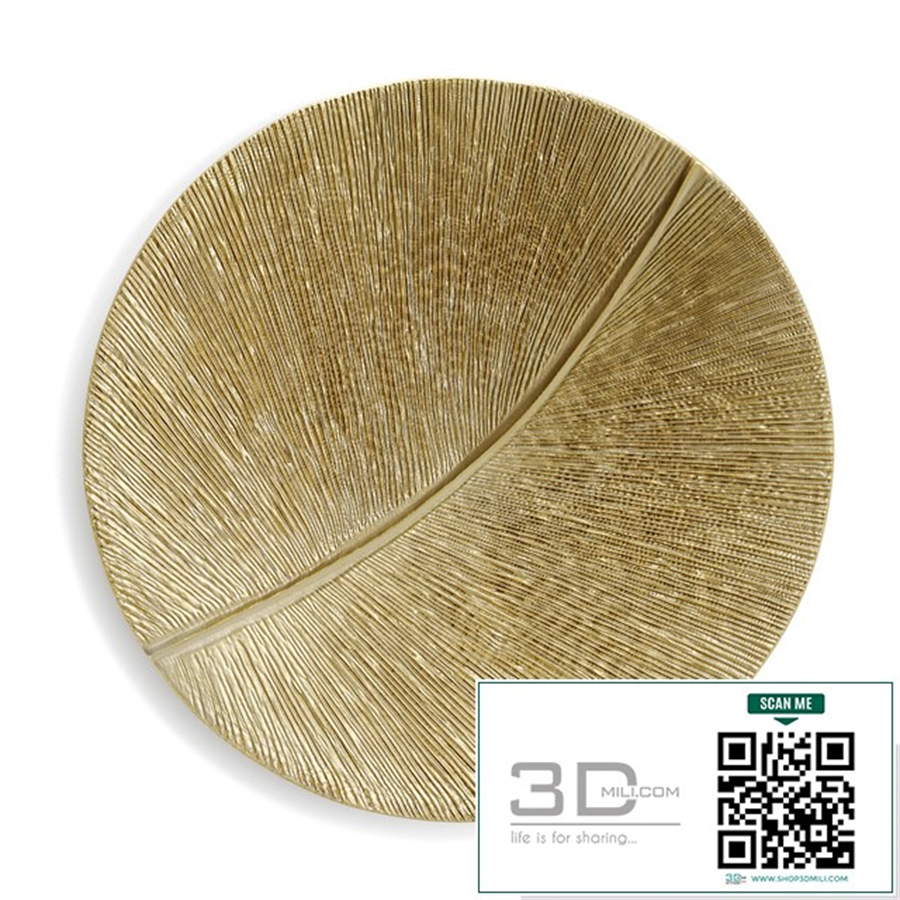 Round wall panel leaf curcle gold