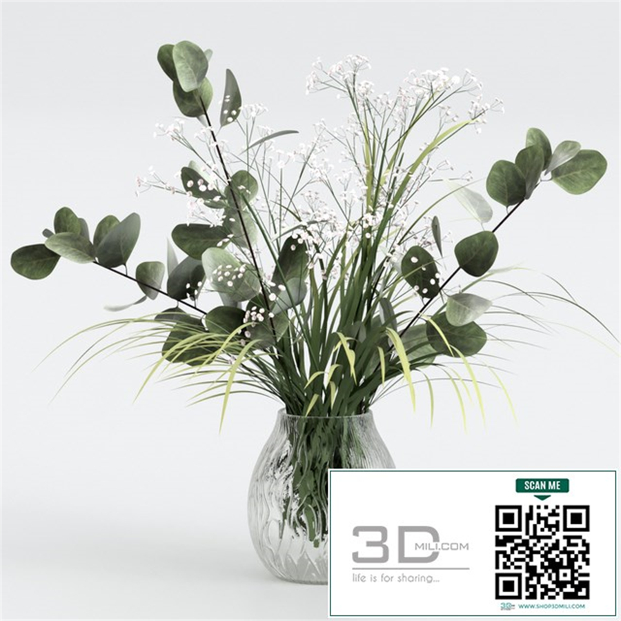Bouquet of eucalyptus with grass and flowers