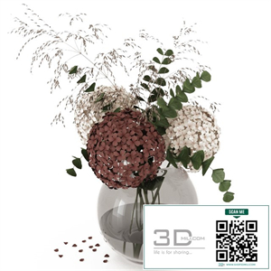 Bouquet with hydrangea and eucalyptus branches
