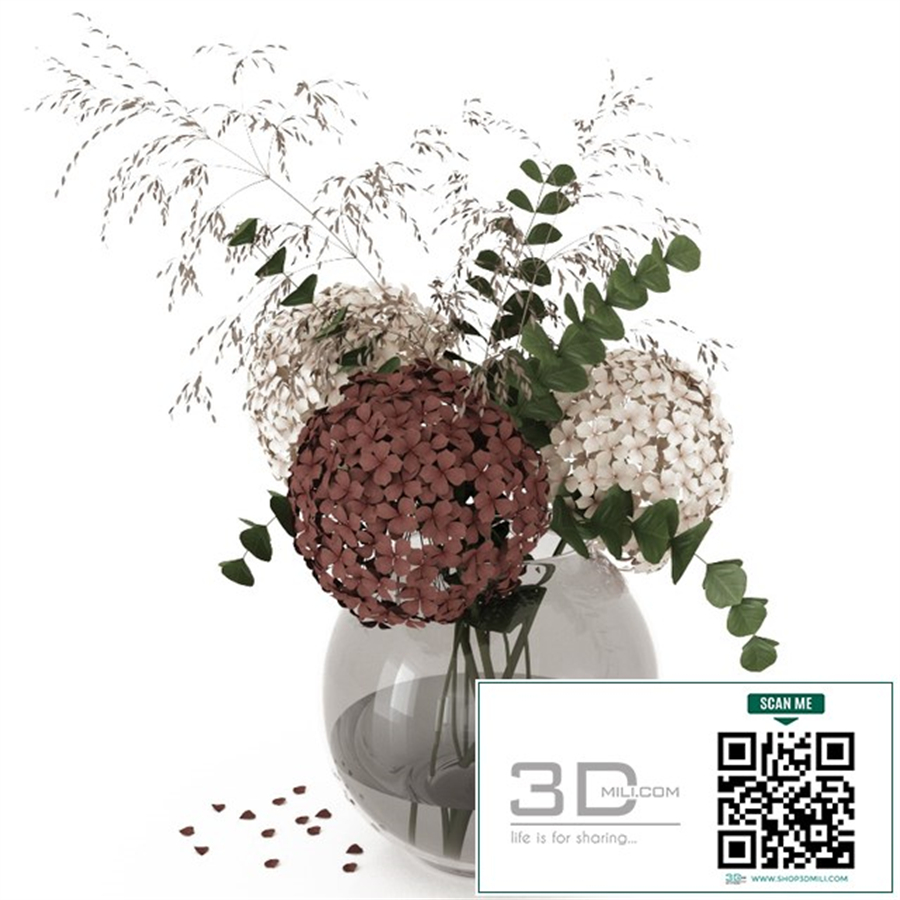 Bouquet with hydrangea and eucalyptus branches