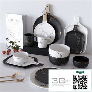 Gold Marble Glaze Ceramic Plates