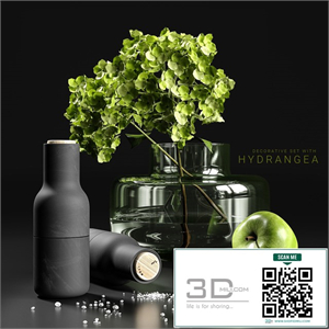 Decorative set with hydrangea