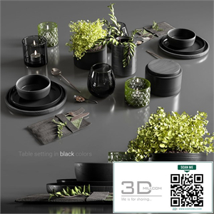 Table setting in black colors