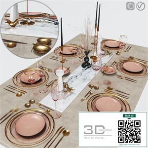 Table settings with pink glass