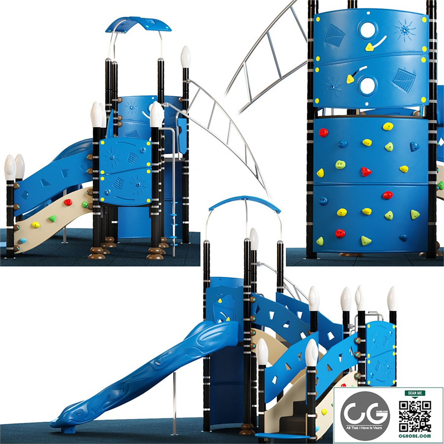 Kids playground equipment with slide climbing 03