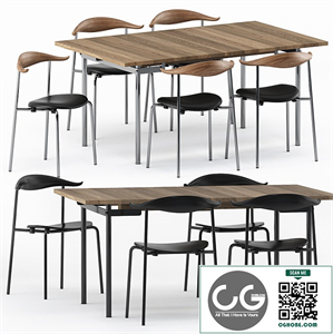 CH322 DINING TABLE, CH88P chair by Carl Hansen & Son