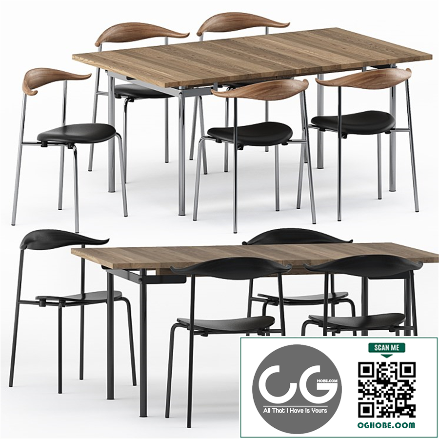 CH322 DINING TABLE, CH88P chair by Carl Hansen & Son