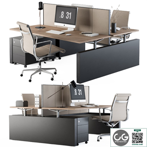 Office Desk Set Cream
