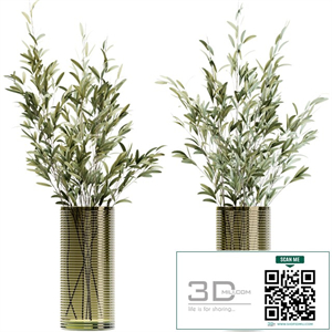 Olive stems in simple glass ribbed vase