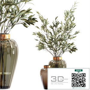 Olive stems in zara glass vase with water