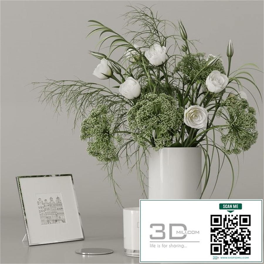 Decorative set with a green bouquet