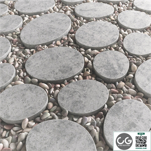Tile square oval pebble n1 / Square oval slabs with pebbles