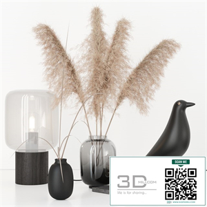 Black decorative set with pampas