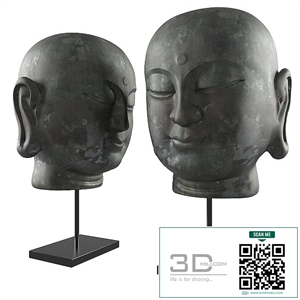 Buddha Head Smile Decor Sculpture