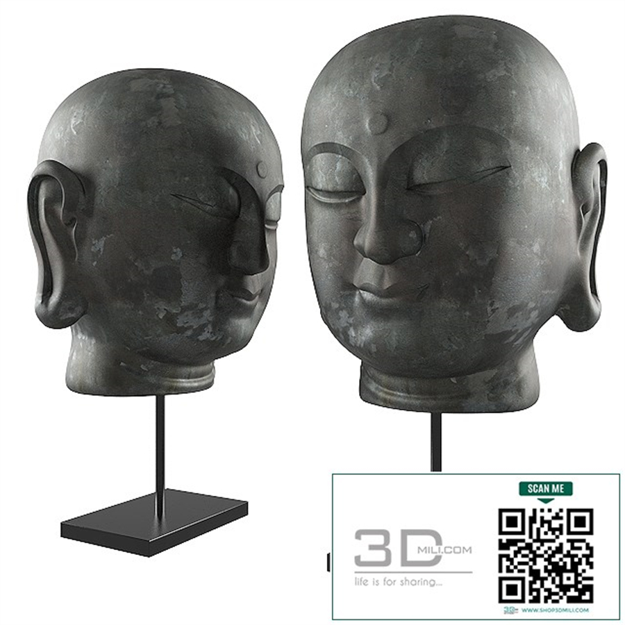 Buddha Head Smile Decor Sculpture