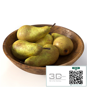 pears in a wooden bowl