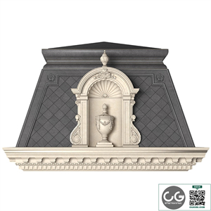 Roof of the classic facade of a private house with decors. Roof fasad set