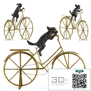 Deco Object Dog With Bicycle