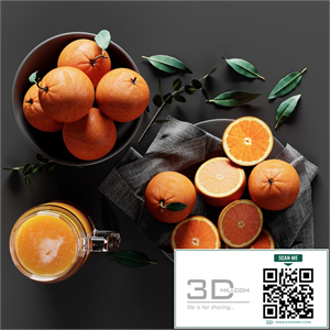 Table Setting with Oranges and Juice