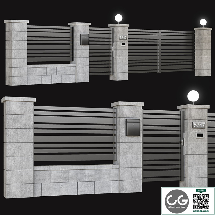 Fence with gate and intercom