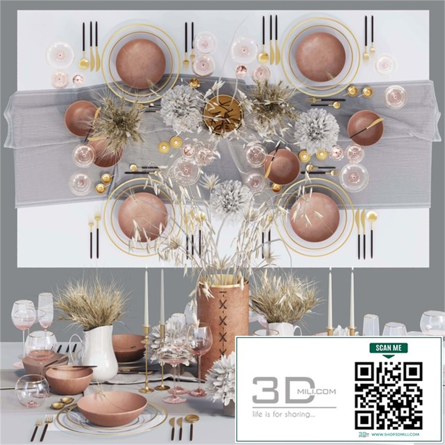 Table setting with dried flowers