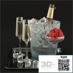 Champagne with raspberries