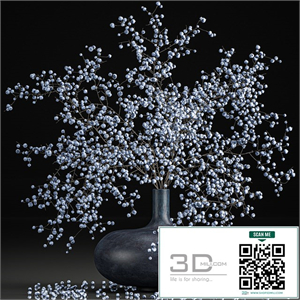 A beautiful lush little bouquet in a vase with branches of blue blueberries. Set 95.