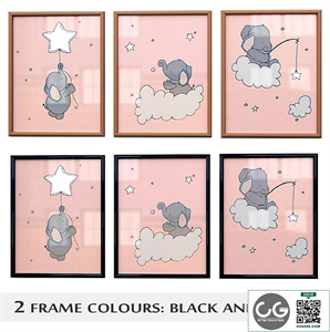 Wall frames set for baby girl room