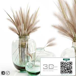 Small Glass Vase with dry flowers H&M