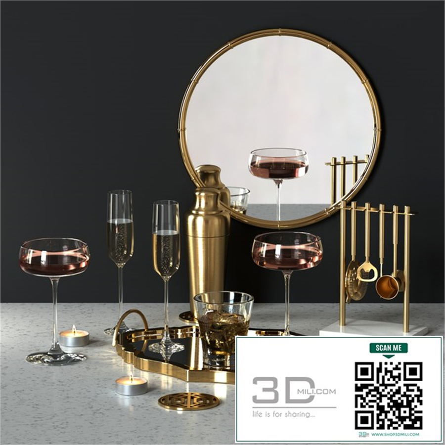 Decorative set with drinks and appliances