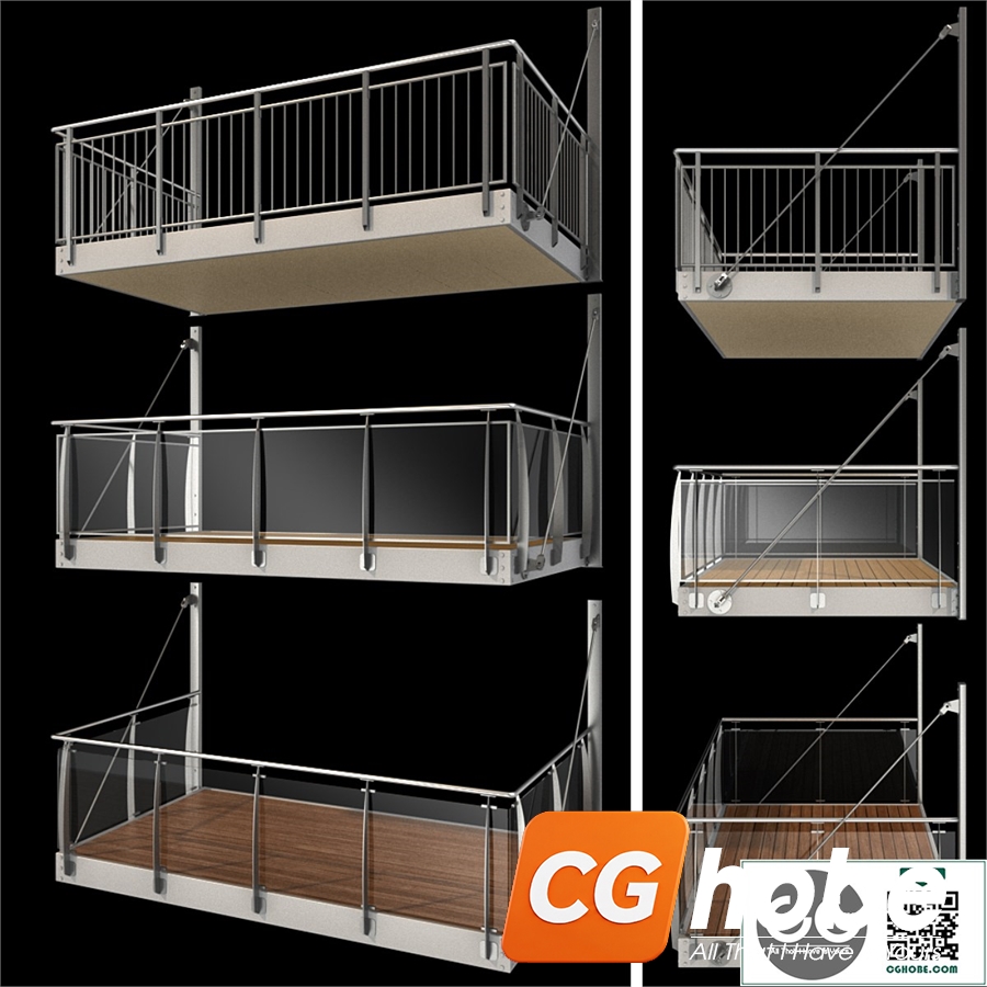 Metal balcony (3 types of console balconies)