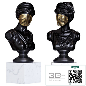 Bust Woman in Mask Figurine