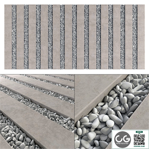 Paving long line plate pebble n1 / Paving long line plate with pebbles