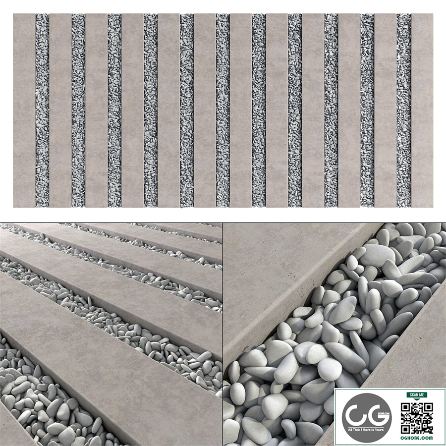 Paving long line plate pebble n1 / Paving long line plate with pebbles
