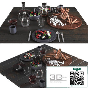 Table setting in black colors