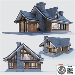 Modern half-timbered house with a residential attic