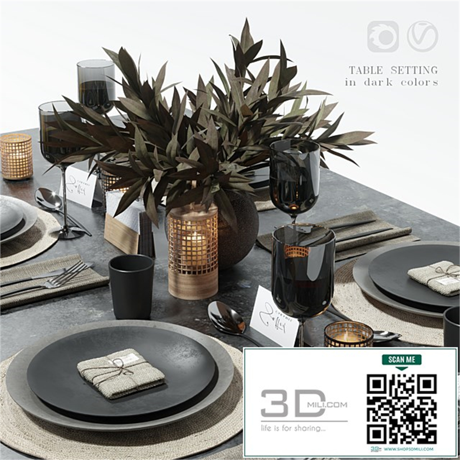 Table setting in dark colors