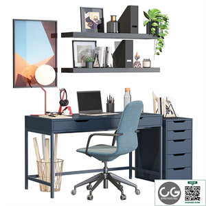 Ikea office workplace blue