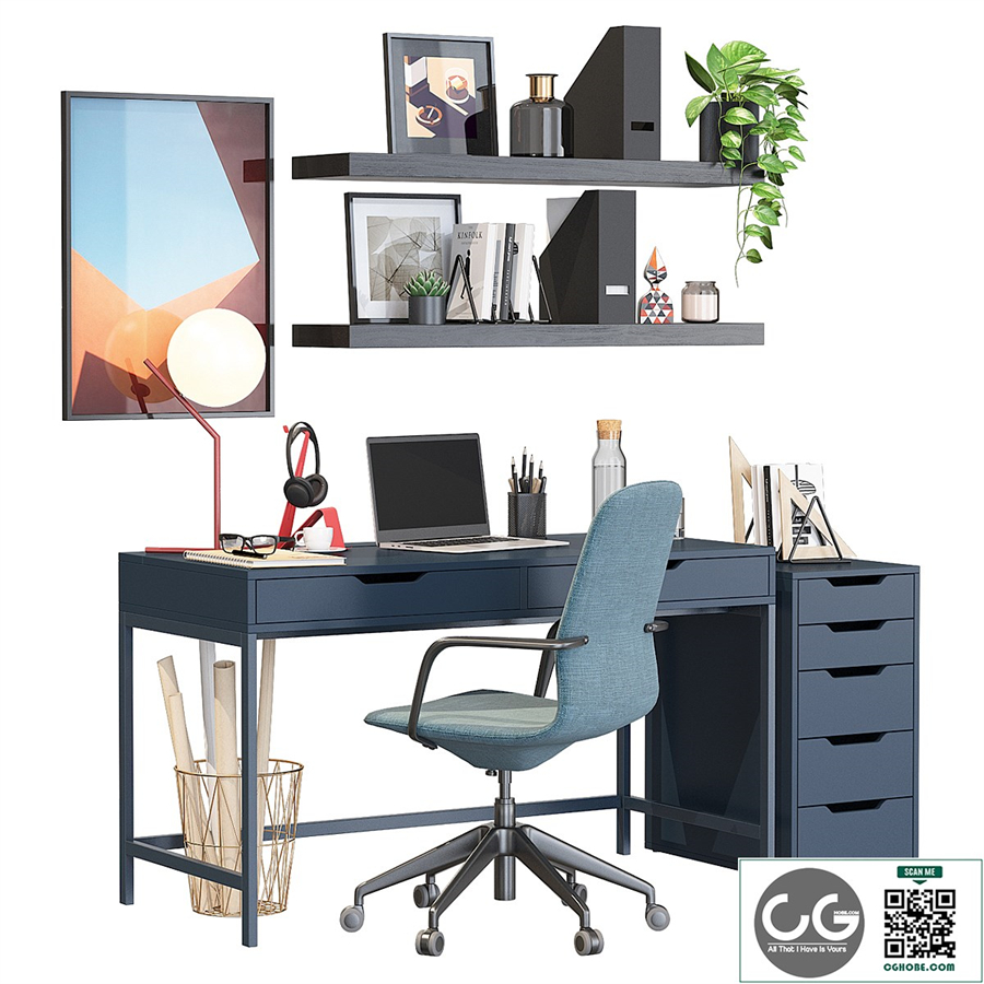 Ikea office workplace blue