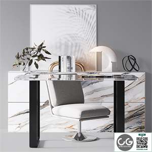 CB2 Swivel Pedestal Chair & Clean Links Table set