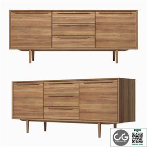 Chest of drawers Bruni with three drawers and doors, 180 * 75 * 45 cm