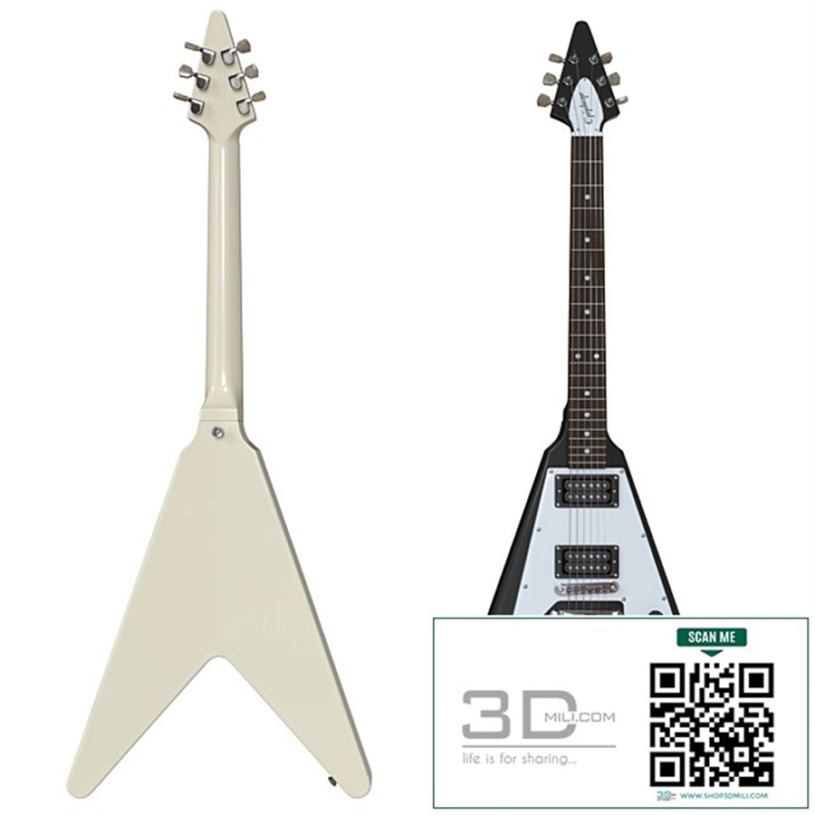 Electric Guitar Gibson Epiphone Flying V style black and beige