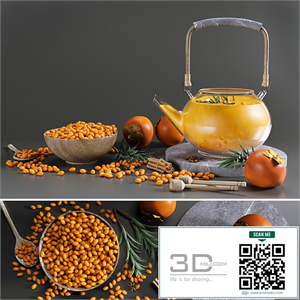 Tea Set with sea buckthorn and persimmon