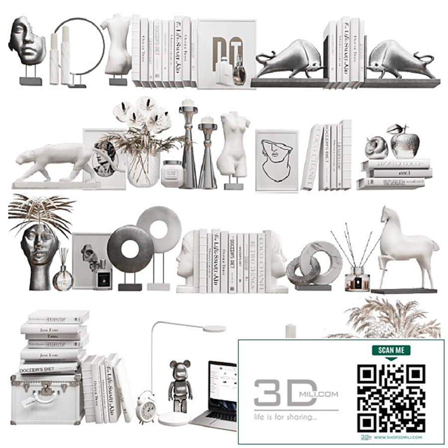 Decorative set for filling 10 shelves