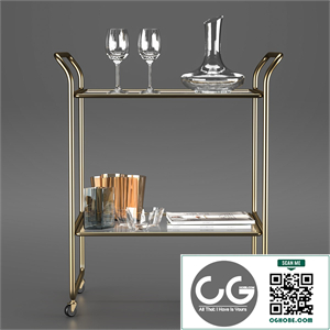 Bar Cart with Accessories 2