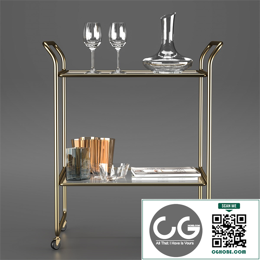 Bar Cart with Accessories 2