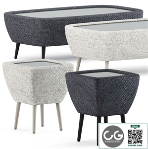 Katachi Side Table Square 42 and Cocktail Table 120 by Janus et cie