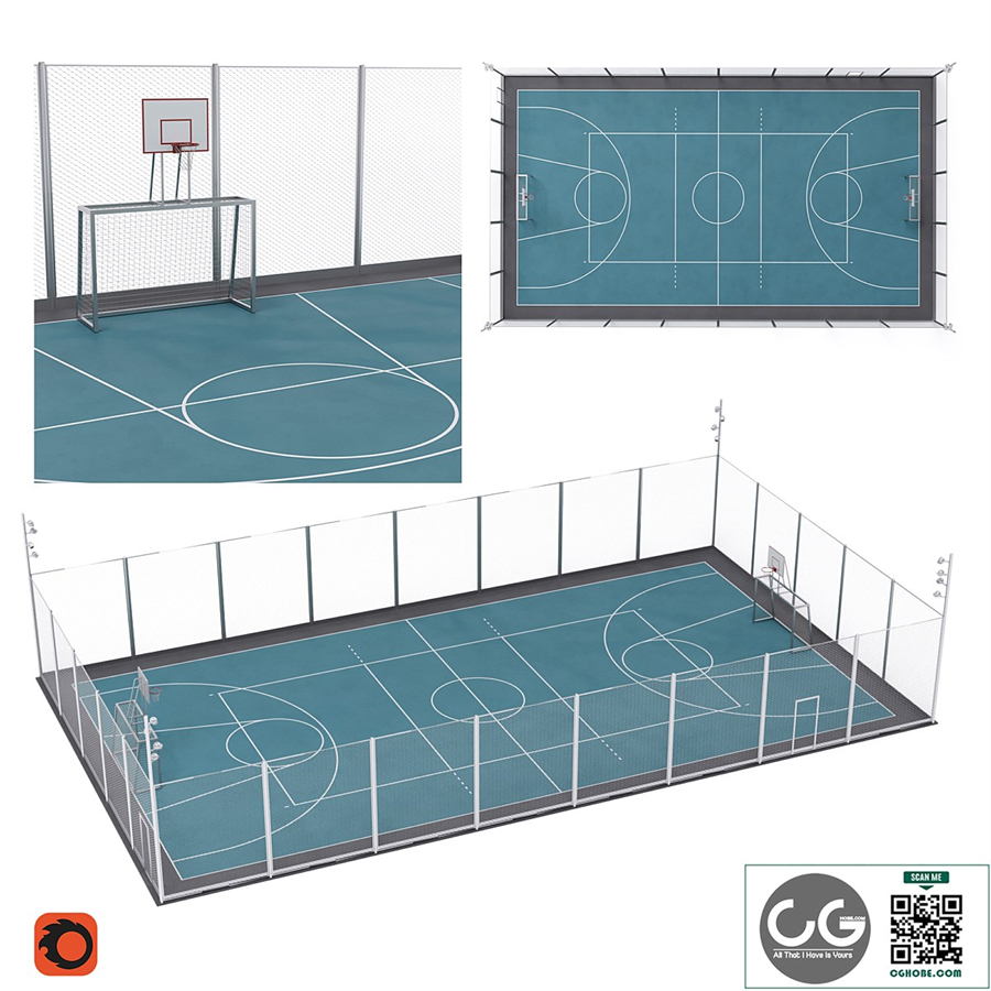 Universal fenced sports ground
