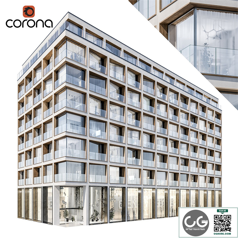 Modern residential building 06 | night + interiors